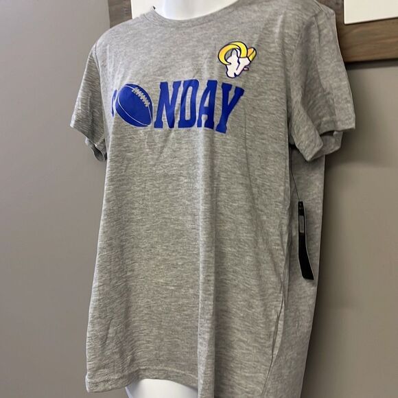 NFL LA Rams Sunday Football Women’s Short Sleeve Heather Gray T-Shirt- Large - Picture 2 of 16